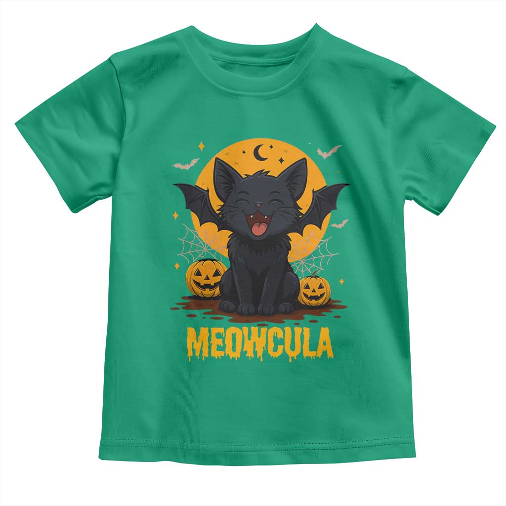 Black Cat Halloween Toddler T Shirt Meowcula Cute Smilling With Bat TS12 Irish Green Print Your Wear
