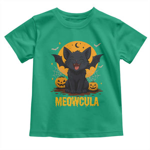 Black Cat Halloween Toddler T Shirt Meowcula Cute Smilling With Bat TS12 Irish Green Print Your Wear