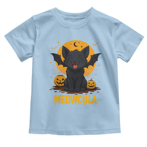 Black Cat Halloween Toddler T Shirt Meowcula Cute Smilling With Bat TS12 Light Blue Print Your Wear