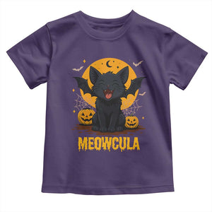 Black Cat Halloween Toddler T Shirt Meowcula Cute Smilling With Bat TS12 Purple Print Your Wear