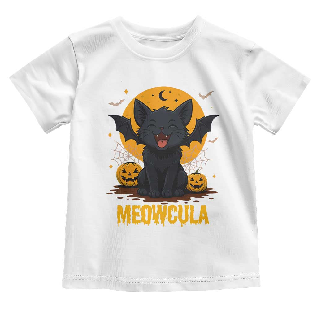 Black Cat Halloween Toddler T Shirt Meowcula Cute Smilling With Bat TS12 White Print Your Wear