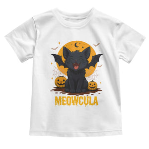 Black Cat Halloween Toddler T Shirt Meowcula Cute Smilling With Bat TS12 White Print Your Wear