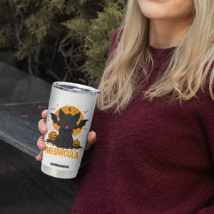 Black Cat Halloween Tumbler Cup Meowcula Cute Smilling With Bat TS12 Print Your Wear