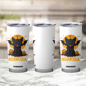 Black Cat Halloween Tumbler Cup Meowcula Cute Smilling With Bat TS12 Print Your Wear