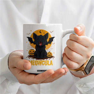 Black Cat Halloween Coffee Mug Meowcula Cute Smilling With Bat TS12 Print Your Wear