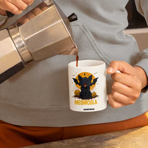 Black Cat Halloween Coffee Mug Meowcula Cute Smilling With Bat TS12 Print Your Wear