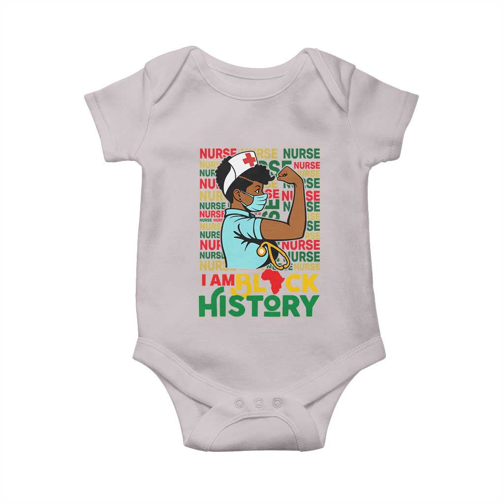 Nurse African American Baby Onesie I Am Black History Strong Feminism TS12 Ice Gray Print Your Wear