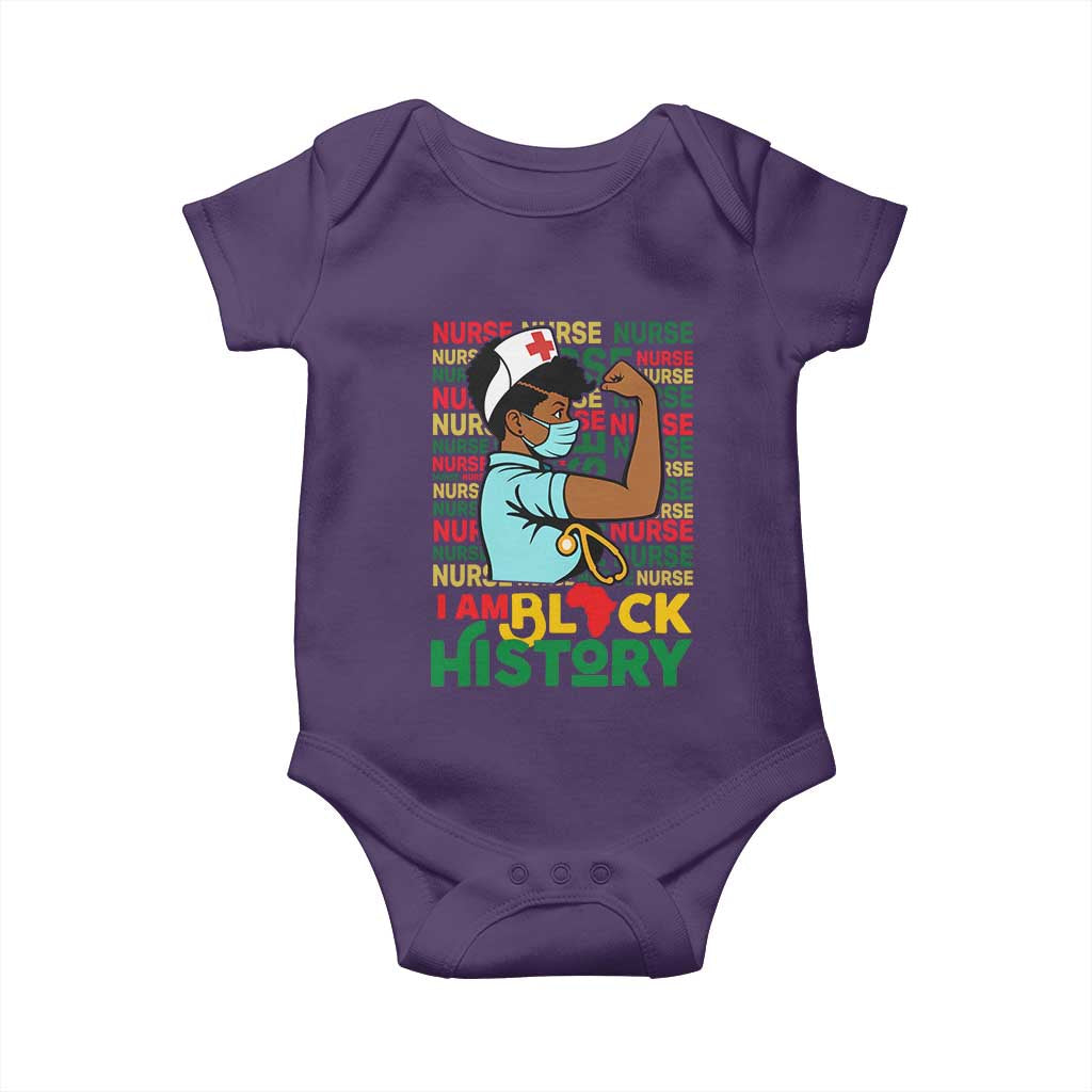 Nurse African American Baby Onesie I Am Black History Strong Feminism TS12 Purple Print Your Wear