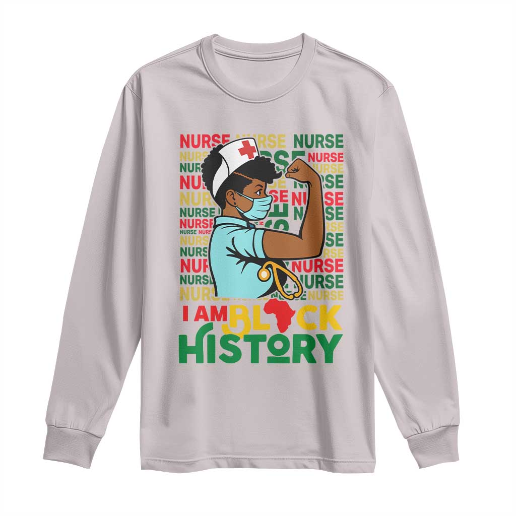 Nurse African American Long Sleeve Shirt I Am Black History Strong Feminism TS12 Ice Gray Print Your Wear