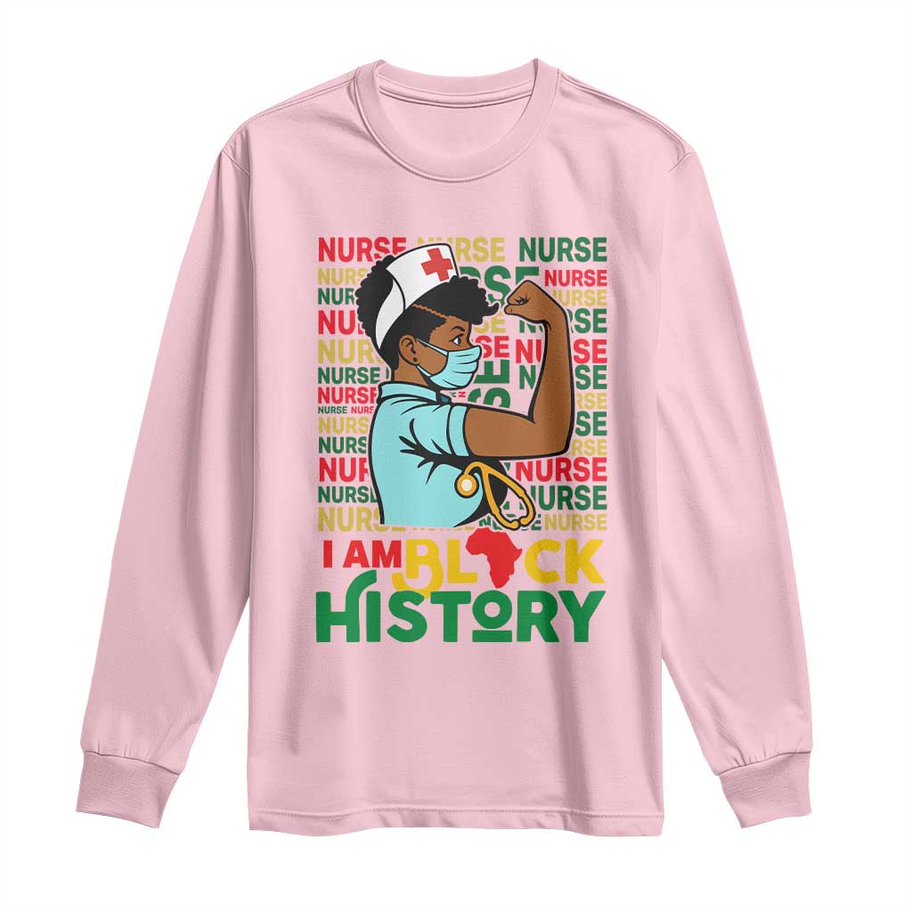 Nurse African American Long Sleeve Shirt I Am Black History Strong Feminism TS12 Light Pink Print Your Wear
