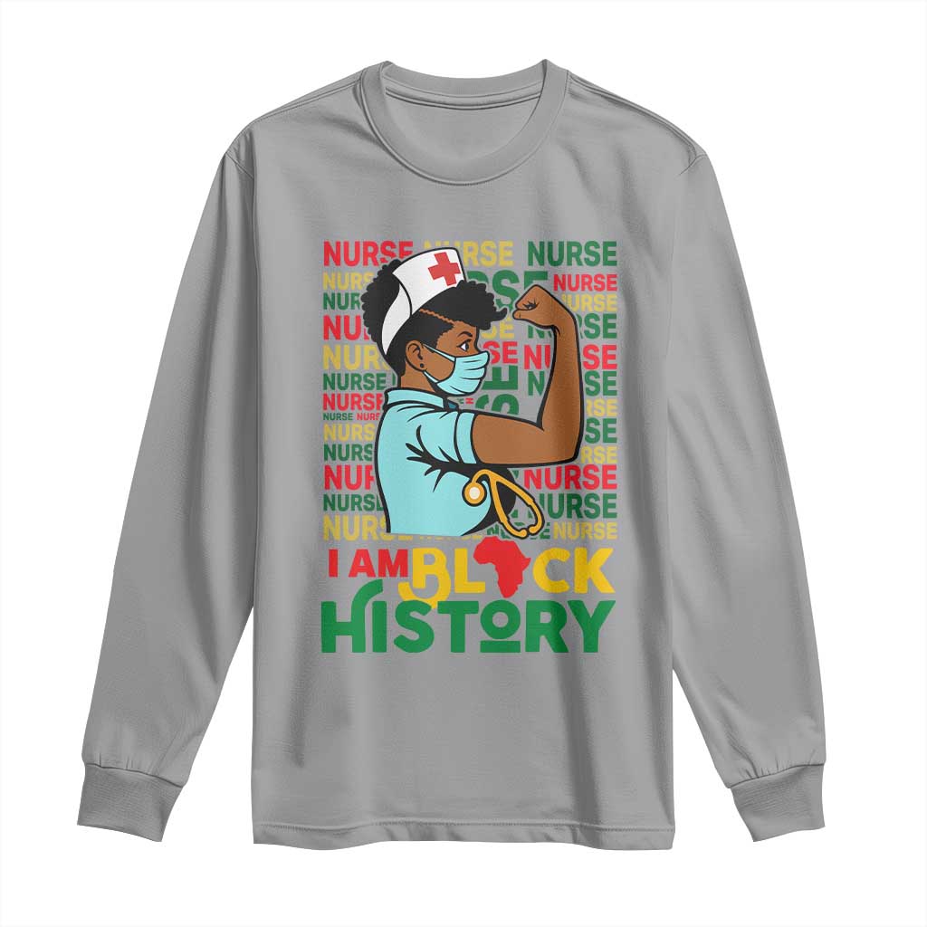Nurse African American Long Sleeve Shirt I Am Black History Strong Feminism TS12 Sport Gray Print Your Wear