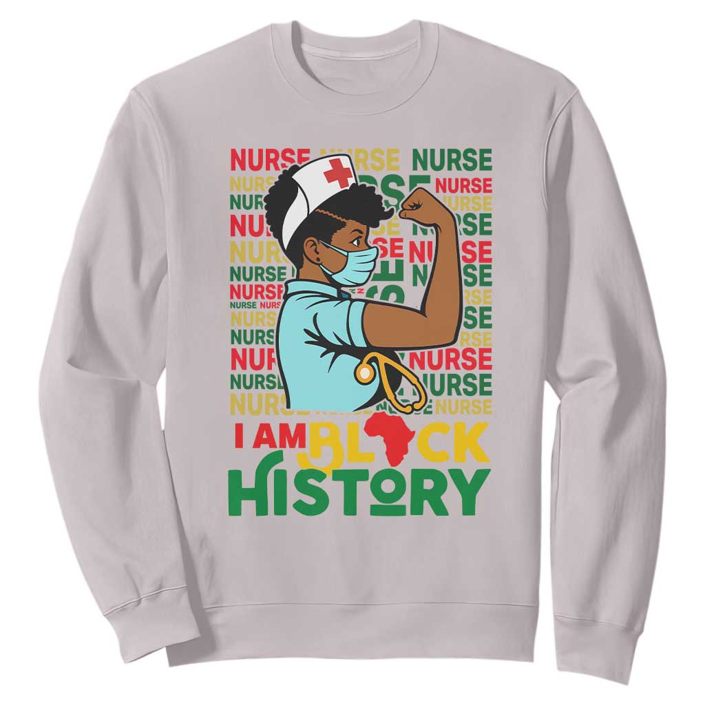 Nurse African American Sweatshirt I Am Black History Strong Feminism TS12 Ice Gray Print Your Wear