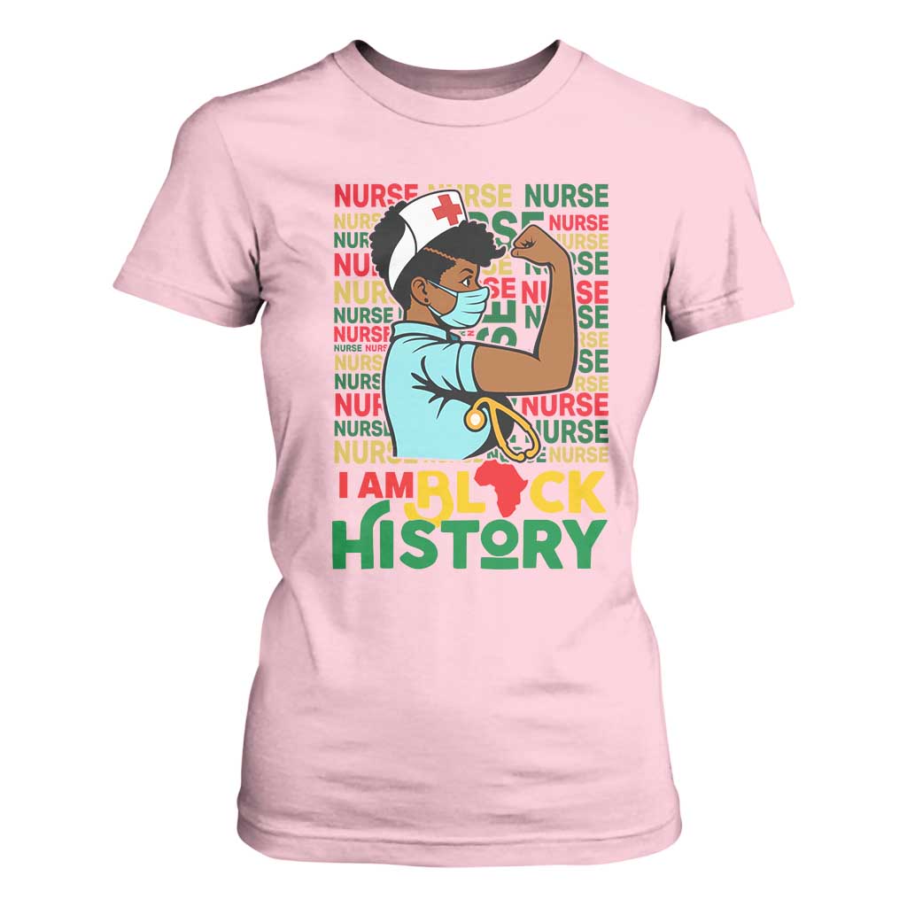 Nurse African American T Shirt For Women I Am Black History Strong Feminism TS12 Light Pink Print Your Wear