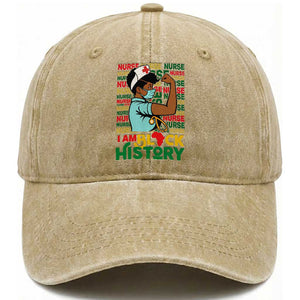 Nurse African American Washed Cotton Baseball Cap I Am Black History Strong Feminism TS12 Print Your Wear
