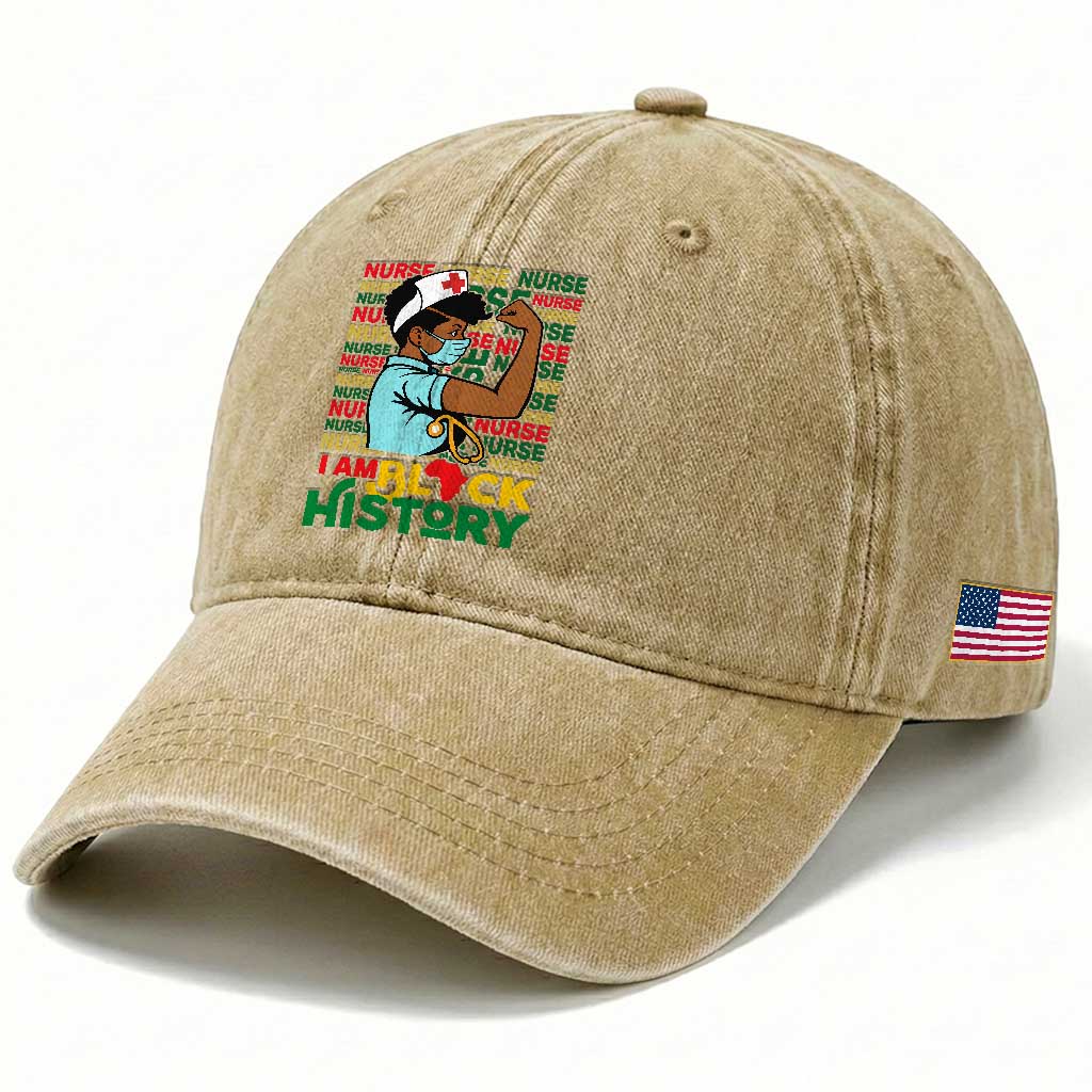 Nurse African American Washed Cotton Baseball Cap I Am Black History Strong Feminism TS12 Print Your Wear