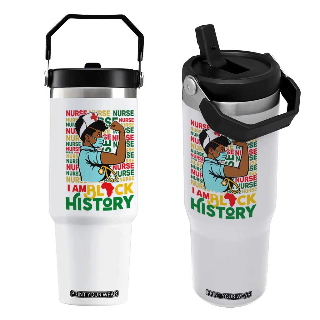 Nurse African American Flip Straw Tumbler I Am Black History Strong Feminism TS12 One Size: 30 oz White Print Your Wear