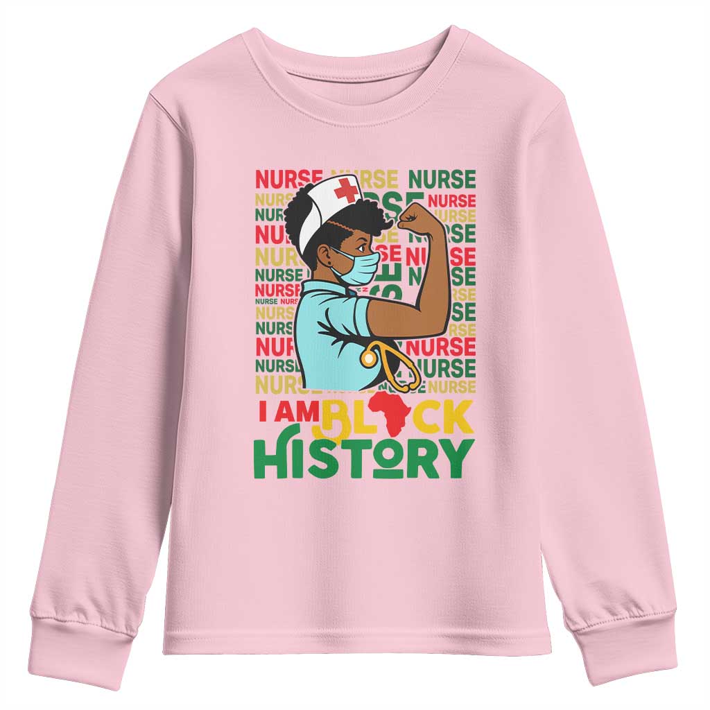 Nurse African American Youth Sweatshirt I Am Black History Strong Feminism TS12 Light Pink Print Your Wear