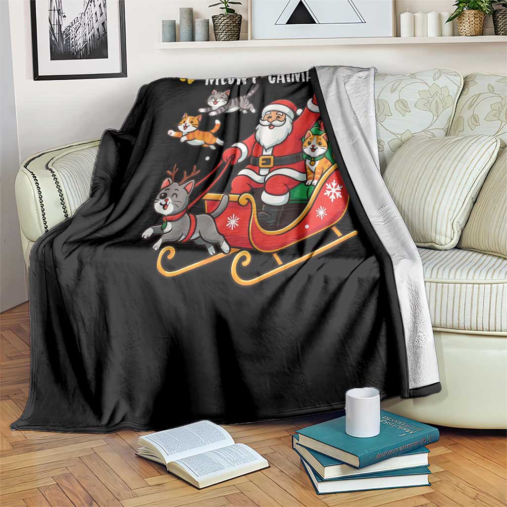 Funny Christmas Cat Throw Blanket Meowy Catmas Santa Sleigh Xmas TS12 Print Your Wear