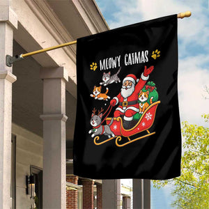 Funny Christmas Cat Garden Flag Meowy Catmas Santa Sleigh Xmas TS12 Print Your Wear