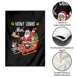 Funny Christmas Cat Garden Flag Meowy Catmas Santa Sleigh Xmas TS12 Print Your Wear