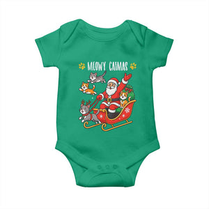 Funny Christmas Cat Baby Onesie Meowy Catmas Santa Sleigh Xmas TS12 Irish Green Print Your Wear