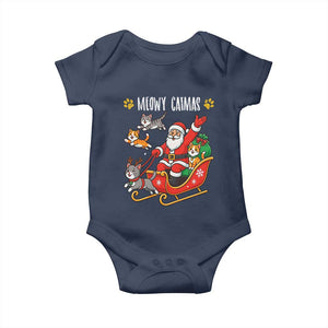 Funny Christmas Cat Baby Onesie Meowy Catmas Santa Sleigh Xmas TS12 Navy Print Your Wear
