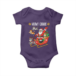 Funny Christmas Cat Baby Onesie Meowy Catmas Santa Sleigh Xmas TS12 Purple Print Your Wear
