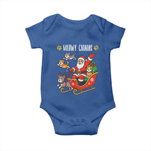 Funny Christmas Cat Baby Onesie Meowy Catmas Santa Sleigh Xmas TS12 Royal Blue Print Your Wear