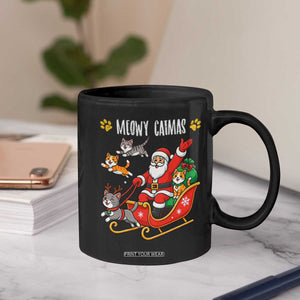 Funny Christmas Cat Coffee Mug Meowy Catmas Santa Sleigh Xmas TS12 Print Your Wear