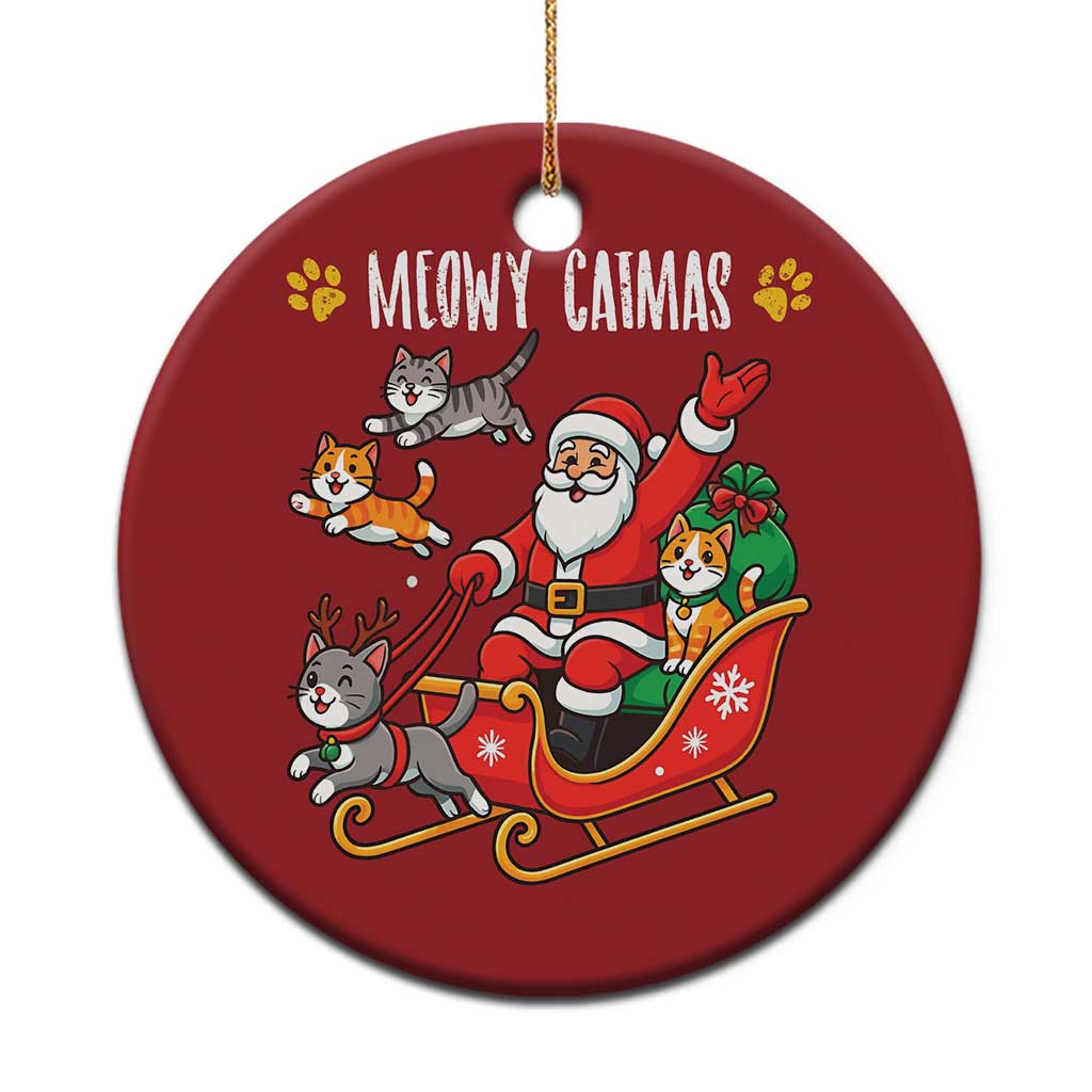 Funny Xmas Cat Christmas Ornament Meowy Catmas Santa Sleigh Xmas TS12 Print Your Wear