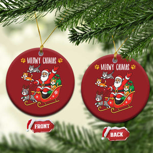 Funny Xmas Cat Christmas Ornament Meowy Catmas Santa Sleigh Xmas TS12 Circle Red Print Your Wear