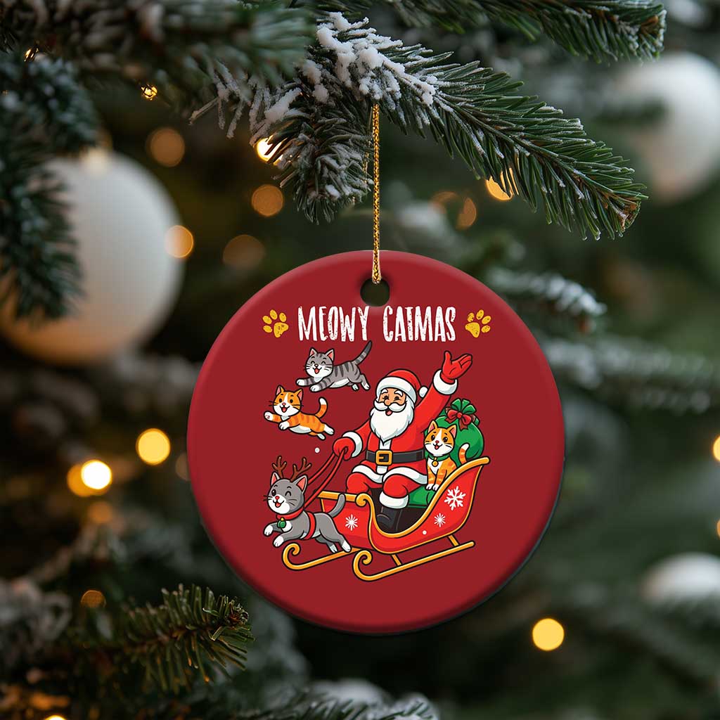 Funny Xmas Cat Christmas Ornament Meowy Catmas Santa Sleigh Xmas TS12 Print Your Wear
