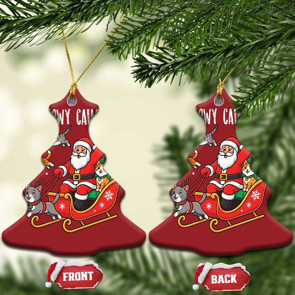 Funny Xmas Cat Christmas Ornament Meowy Catmas Santa Sleigh Xmas TS12 Christmas Tree Red Print Your Wear