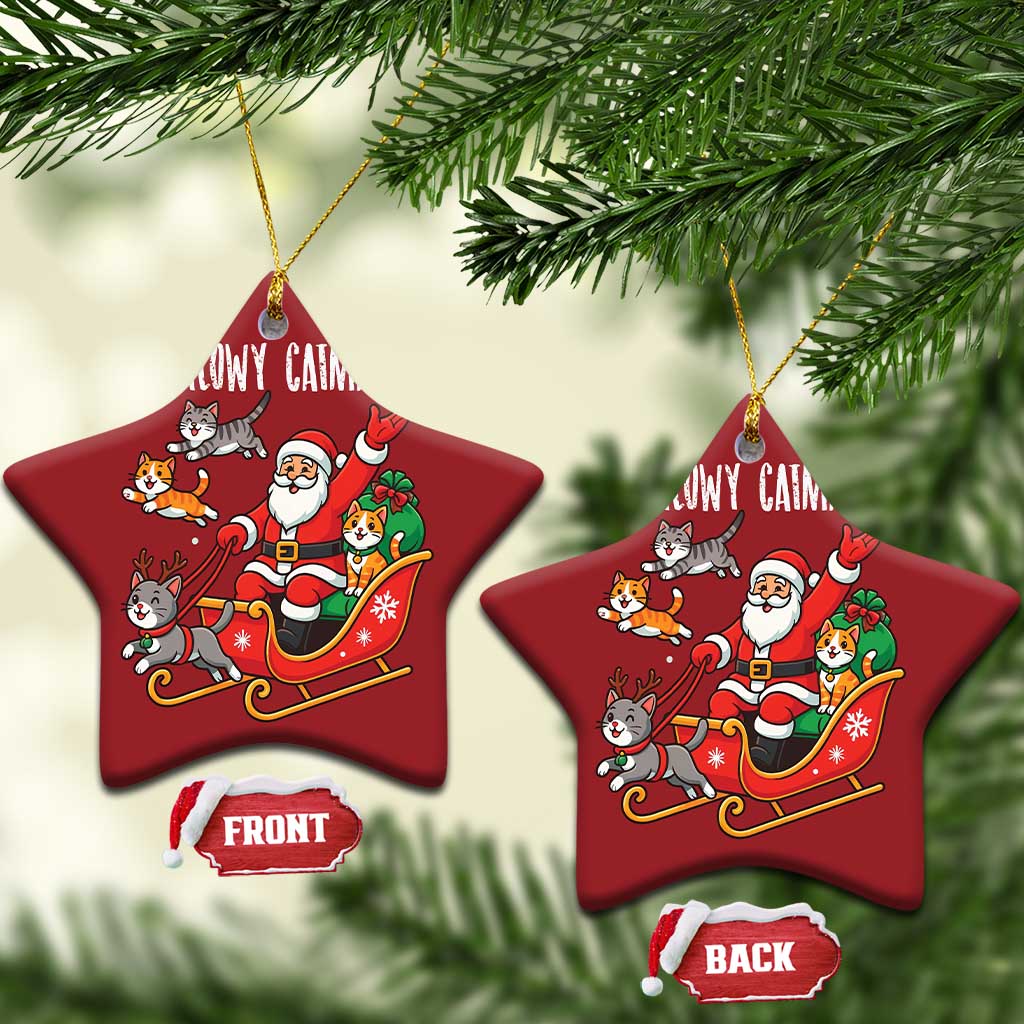 Funny Xmas Cat Christmas Ornament Meowy Catmas Santa Sleigh Xmas TS12 Star Red Print Your Wear