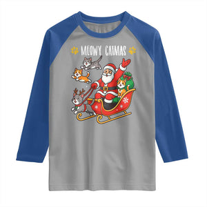 Funny Christmas Cat Raglan Shirt Meowy Catmas Santa Sleigh Xmas TS12 Sport Gray Royal Print Your Wear