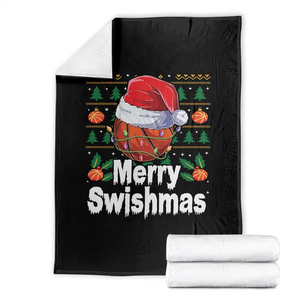 Basketball Christmas Throw Blanket Funny Merry Swishmas Sports TS12 Black Print Your Wear
