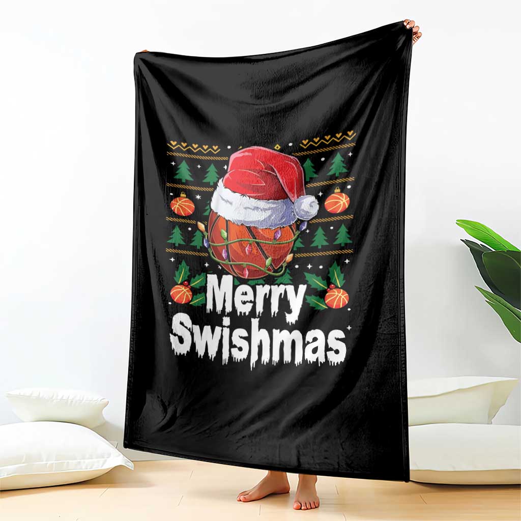 Basketball Christmas Throw Blanket Funny Merry Swishmas Sports TS12 Print Your Wear