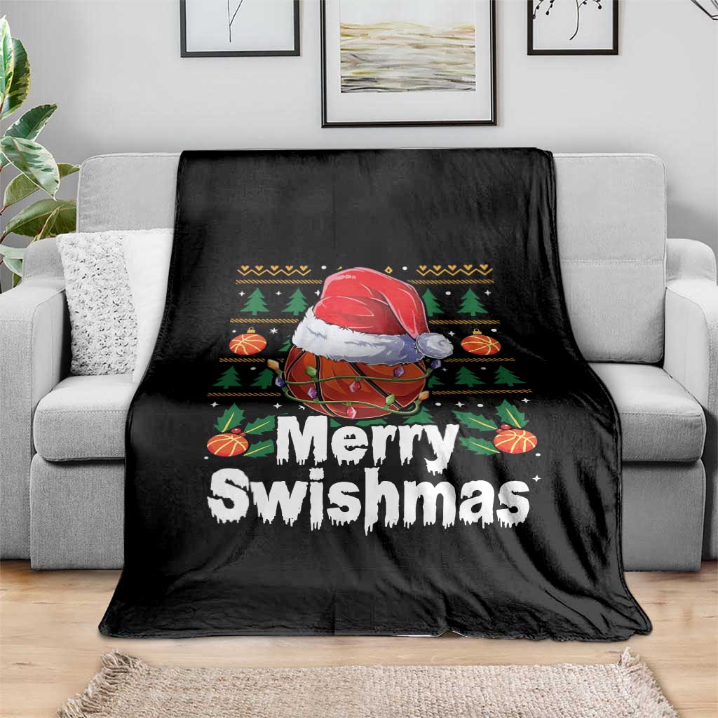 Basketball Christmas Throw Blanket Funny Merry Swishmas Sports TS12 Print Your Wear