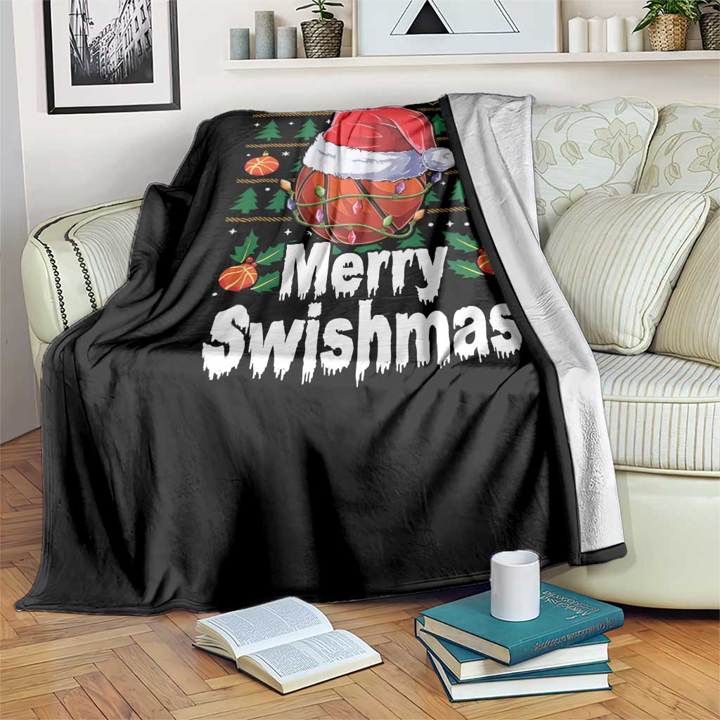 Basketball Christmas Throw Blanket Funny Merry Swishmas Sports TS12 Print Your Wear