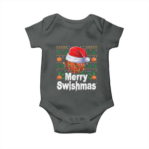 Basketball Christmas Baby Onesie Funny Merry Swishmas Sports TS12 Dark Heather Print Your Wear
