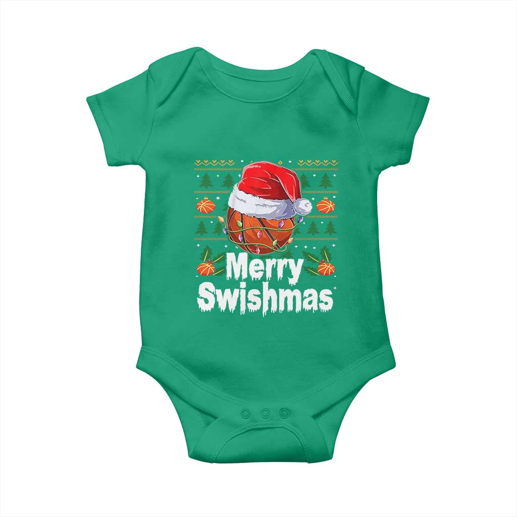 Basketball Christmas Baby Onesie Funny Merry Swishmas Sports TS12 Irish Green Print Your Wear