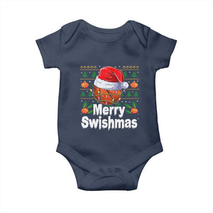 Basketball Christmas Baby Onesie Funny Merry Swishmas Sports TS12 Navy Print Your Wear