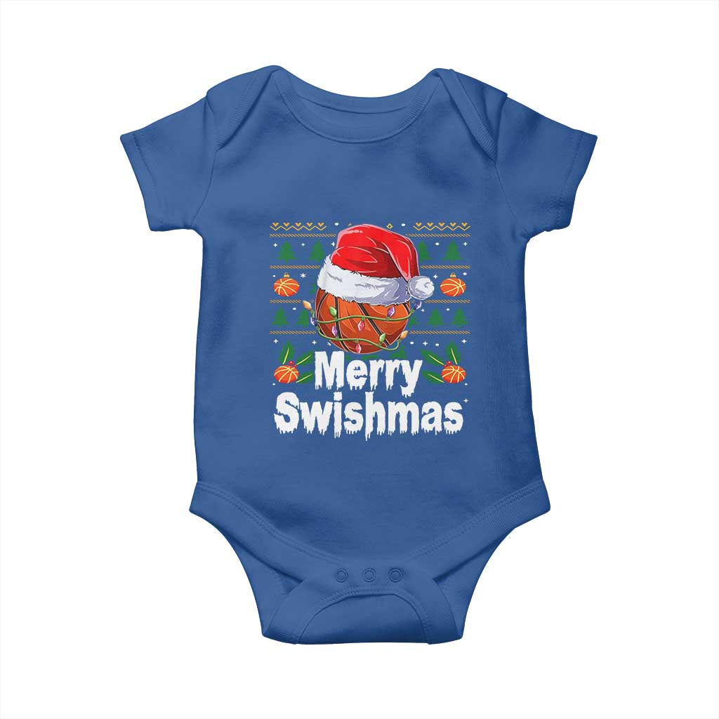 Basketball Christmas Baby Onesie Funny Merry Swishmas Sports TS12 Royal Blue Print Your Wear