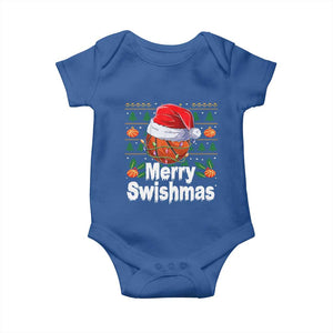Basketball Christmas Baby Onesie Funny Merry Swishmas Sports TS12 Royal Blue Print Your Wear