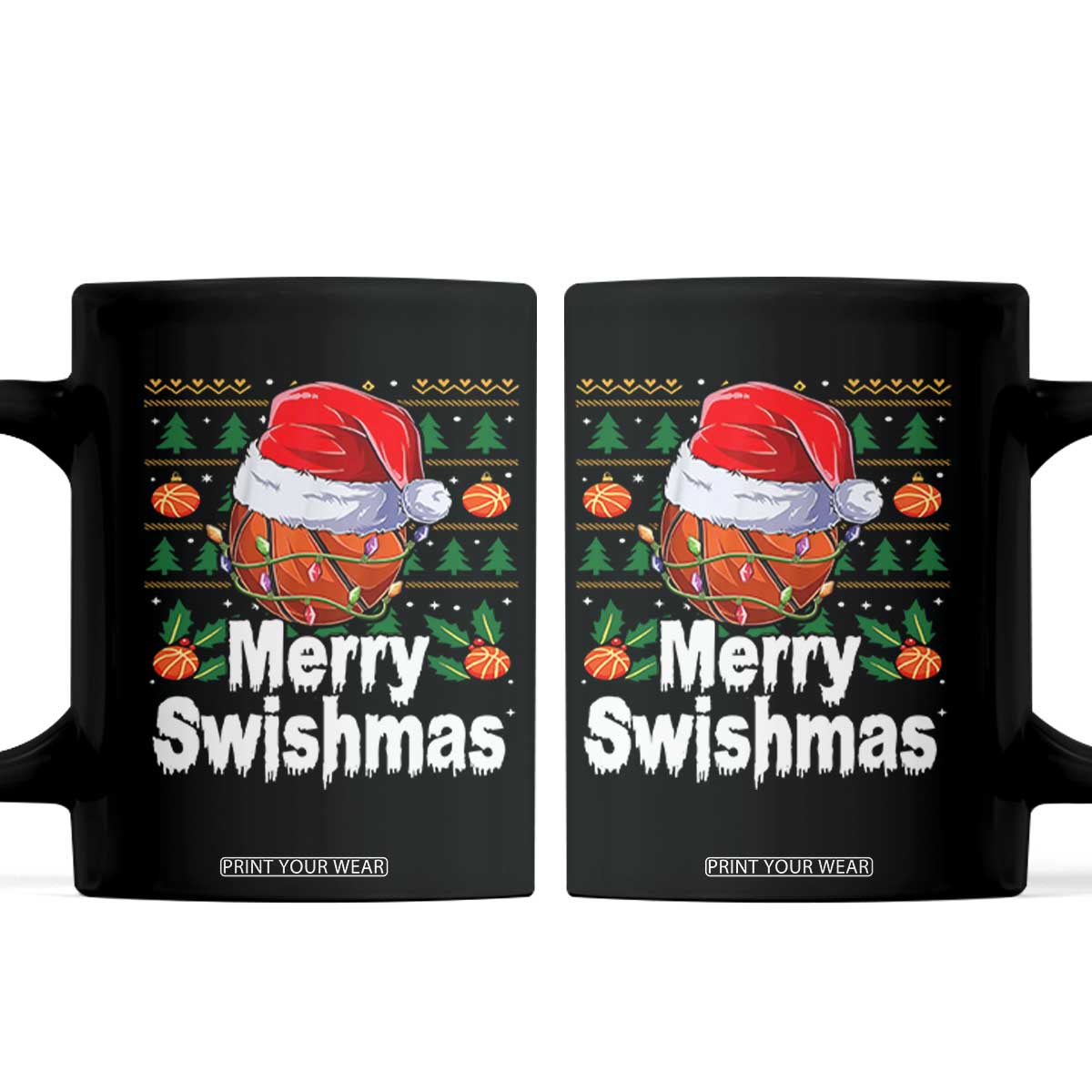 Basketball Christmas Coffee Mug Funny Merry Swishmas Sports TS12 Black Print Your Wear