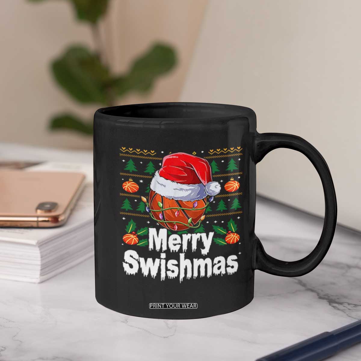 Basketball Christmas Coffee Mug Funny Merry Swishmas Sports TS12 Print Your Wear