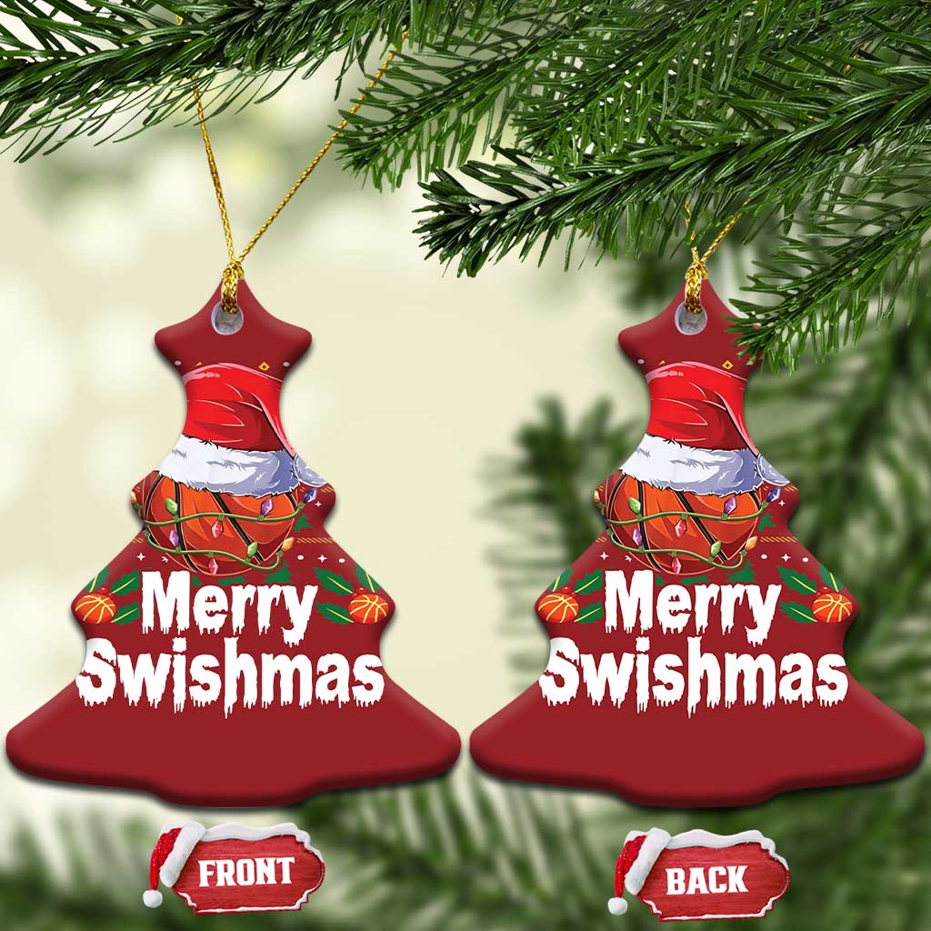 Basketball Xmas Christmas Ornament Funny Merry Swishmas Sports TS12 Christmas Tree Red Print Your Wear