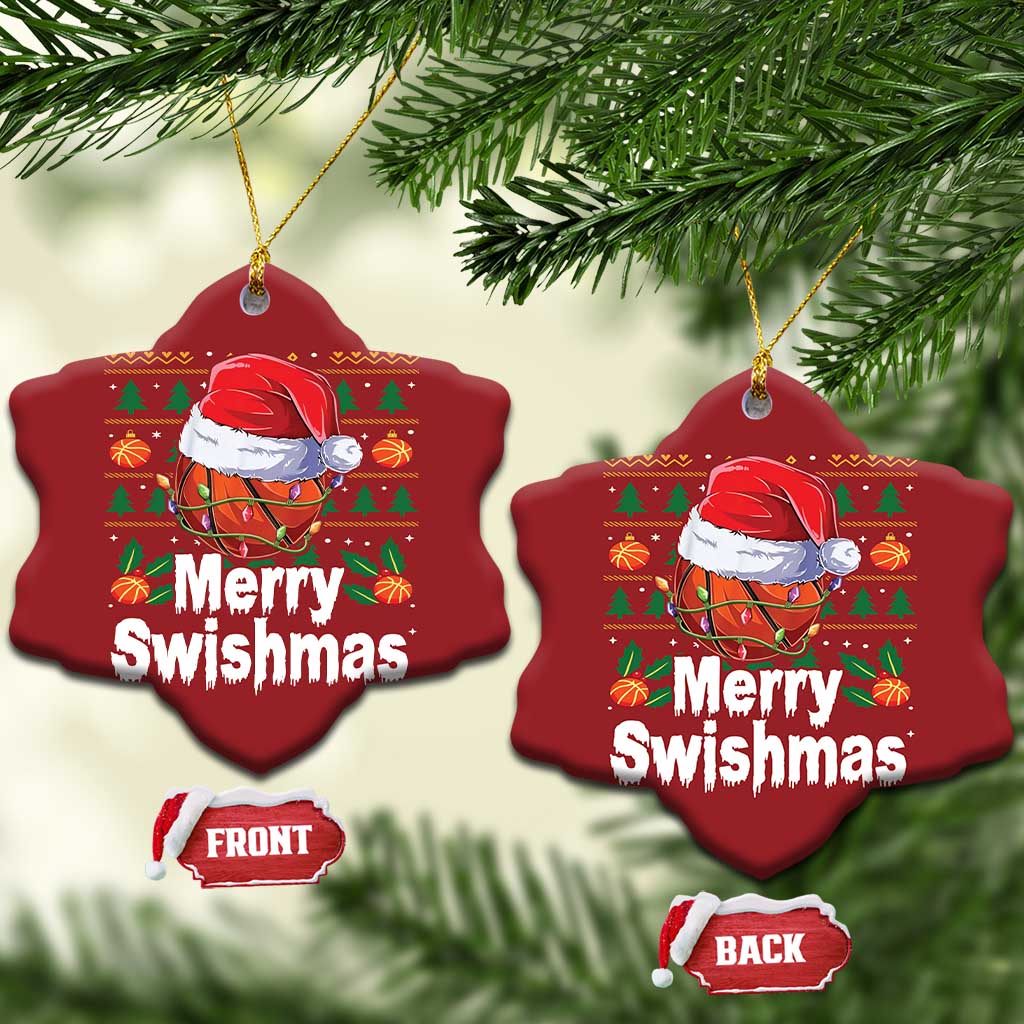 Basketball Xmas Christmas Ornament Funny Merry Swishmas Sports TS12 Snow Flake Red Print Your Wear