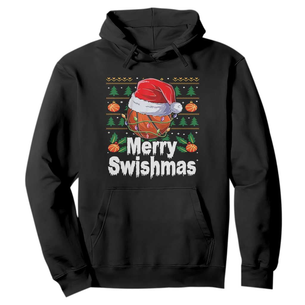 Basketball Christmas Hoodie Funny Merry Swishmas Sports TS12 Black Print Your Wear