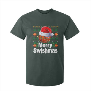 Basketball Christmas T Shirt For Kid Funny Merry Swishmas Sports TS12 Dark Forest Green Print Your Wear